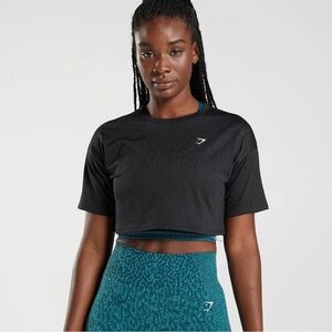 Gymshark Black Adapt Animal Seamless Crop Top